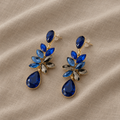 Blue Teardrop Crystal Drop Earrings