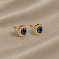 Oval Blue Stud Earrings