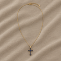 Blue Cross Zirconia Pendant Necklace