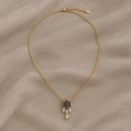 Floral Blue Tassel Pendant Necklace