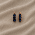 Square Cut Blue Hoop Earrings