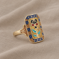 Ornate Enamel Shield Ring