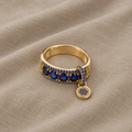 Blue Crystal Statement Gold Ring