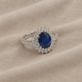 Exquisite Blue Cubic Silver Ring