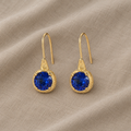 Retro Blue Sapphire Hook Earrings