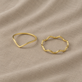 Stackable Wave Golden Rings