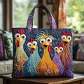Handmade bag - five colourful chickens