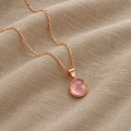 Rose Quartz Round Stone Pendant Necklace