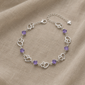 Double Heart Pendant & Cubic Zirconia Bracelet