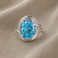 Aquamarine Blue Cubic Zirconia Ring