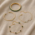 Green Gemstone Bracelet Set