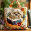 Craftsman bag - Shih Tzu with books and flowers