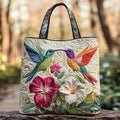 Soft Pouch - Hummingbird and White Flowers