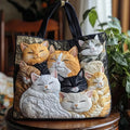 Handmade embroidered bag - sleeping cats