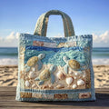Handmade embroidered bag - sea turtles