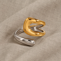Timelessly Elegant Open 18K Gold Ring with Classic Golden Charm