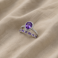 Amethyst Tear Drop Ring Set | White Gold