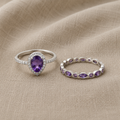 Amethyst Pointed Ring Set | White Gold