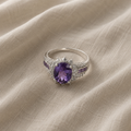 Amethyst Dark Crown Ring | White Gold