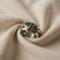Silver-Coloured Ring with Blue Triangle Stone