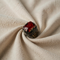 Silver Ruby-Embellished Signet Ring