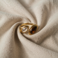 Double Marquise Bypass Ring with White Sapphire Stones