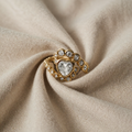 Crystal Heart Ring with Sparkling Stones and Volume