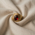 Gold Ruby Engraved Ring