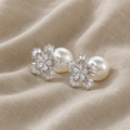 Gold earrings with frozen cubic zirconia