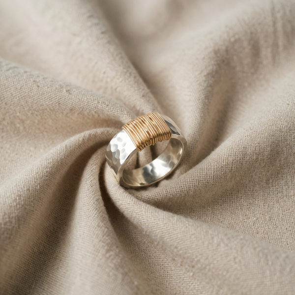 Gold Wire Silver Ring