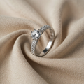 Minimalist White Gold Ring with Cubic Zirconia Inlays