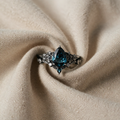 Black Metal Sapphire Zirconia Ring Set