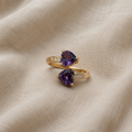 Noctira Violet Heart Ring | Gold with Violet Stone