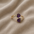 Noctira Violet Heart Ring | Gold with Clear Crystal