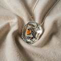 Organic Clear Ring with Warm Orange Stone