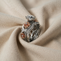 PINK GOLD Semi-Precious Stone Ring with Floral Pattern