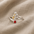 Sterling Silver Ring with Dog and Girl – Adjustable and Symbolic