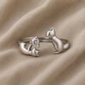 Adjustable Silver Ring with Cubic Zirconia