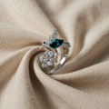 Adjustable Hummingbird Glitter Ring with Diamond.