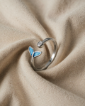 Adjustable Ring with Colourful Dolphin Tail and Clear Stone