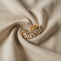 Vintage Adjustable Pearl Zircon Ring with Radiant Zircon Accents