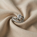White Gold Eternity Twisted Wave Synthetic Sapphire Ring