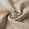 White Gold Thin Z-Shaped Zircon Ring