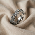 White Gold Butterfly Ring with Rhinestones