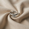 White Gold Square Zircon Ring