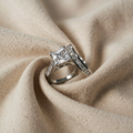 White Gold Ring with Square Zircon