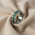 Green Eternity Ring in Platinum with Green and Purple Diamonds