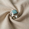Vintage green square moonstone ring