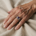 Ring Set with Violet Centre Stone and Crown Shape