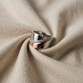 Silver-Coloured Rose-Coloured Ring with Cubic Zirconia Wave